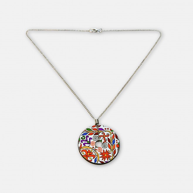 Round Necklace with Traditional Bulgarian Embroidery Zhivka