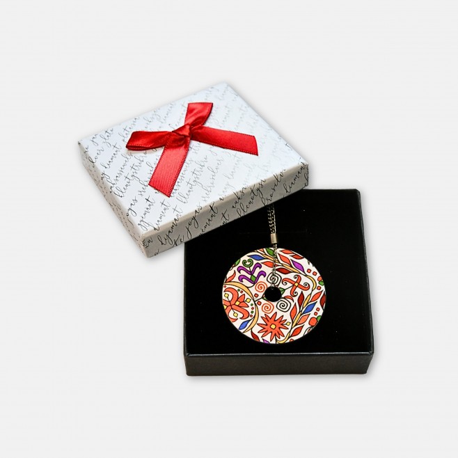 Round Necklace with Traditional Bulgarian Embroidery Zhivka