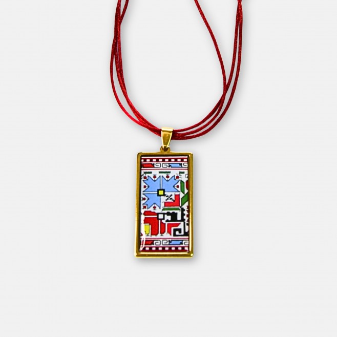 Gold-Plated Necklace with Bulgarian Embroidery Detelina