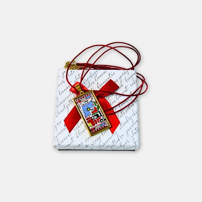 Gold-Plated Necklace with Bulgarian Embroidery Detelina