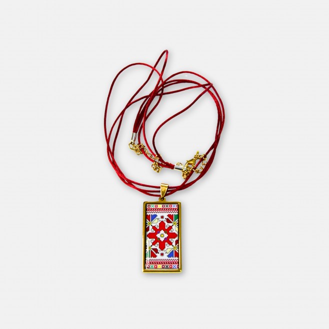 Gold-Plated Necklace with Bulgarian Embroidery Yana