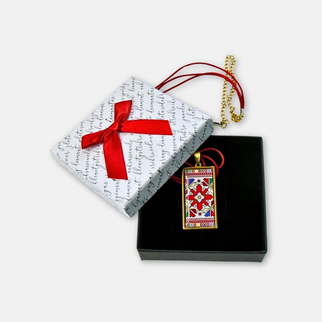 Gold-Plated Necklace with Bulgarian Embroidery Yana