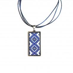 Galina Embroidered Necklace in Blue
