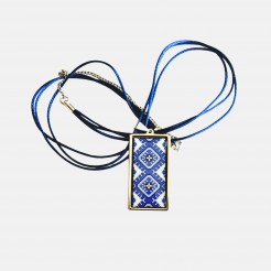 Galina Embroidered Necklace in Blue