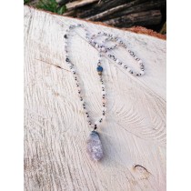 Agate, amethyst and hematite necklace