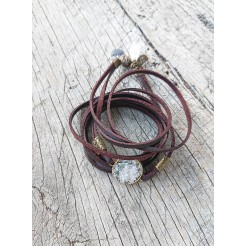 Rhodope amethyst bracelet, genuine leather