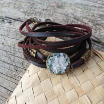 Rhodope amethyst bracelet, genuine leather