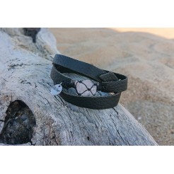  Leather bracelet Love with Rhodope quartz pendant