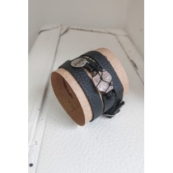  Leather bracelet Love with Rhodope quartz pendant