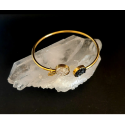 Harmony Bracelet with black tourmaline and mountain crystal - goldish