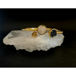 Harmony Bracelet with black tourmaline and mountain crystal - goldish