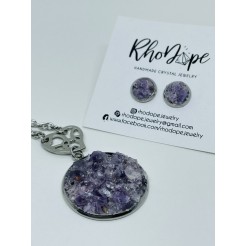 Necklace and earrings with Rhodope amethyst