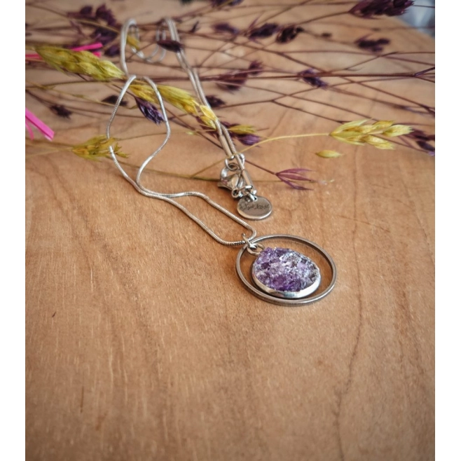 Necklace Infinity with Rhodope amethyst - model 2