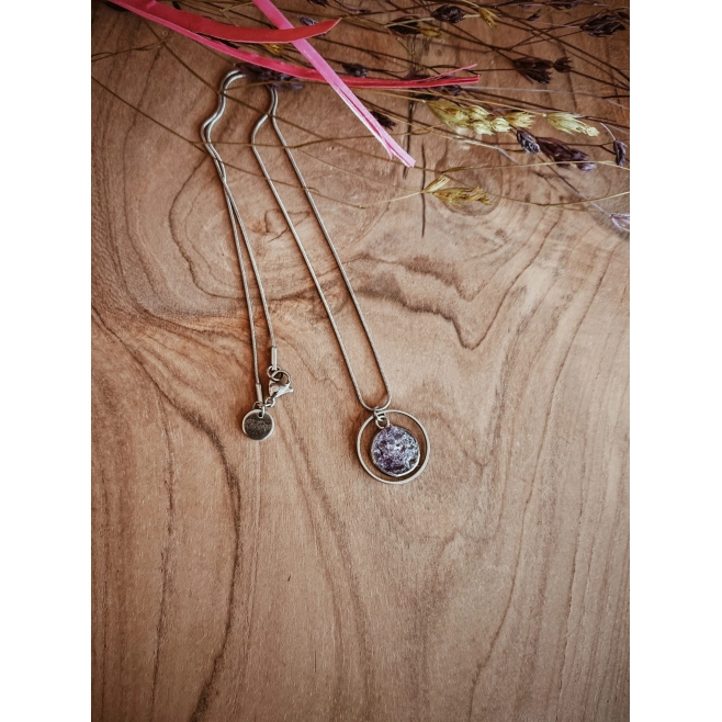 Necklace Infinity with Rhodope amethyst - model 2