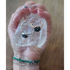Steel ring with tourmaline from the Rhodopes