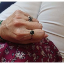 Стоманен пръстен с турмалин от Родопите