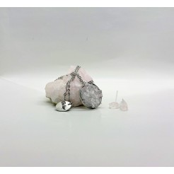 Set Еarrings and necklace with Rhodope rose quartz