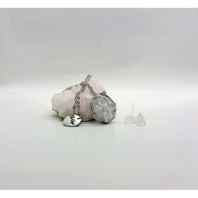 Set Еarrings and necklace with Rhodope rose quartz