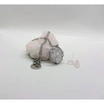 Set Еarrings and necklace with Rhodope rose quartz