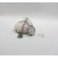 Set Еarrings and necklace with Rhodope rose quartz