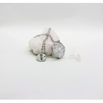 Set Еarrings and necklace with Rhodope rose quartz