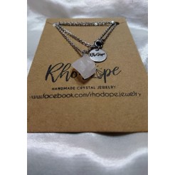 Handmade necklace with Rhodope rose quartz – model 3