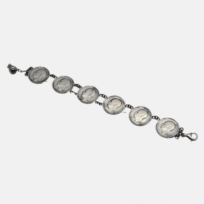 Silver bracelet with large coins (BGN 20)