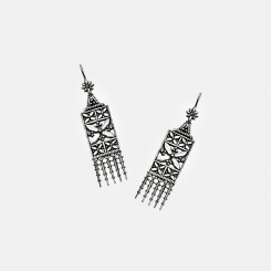 Silver embroidery earrings-lace