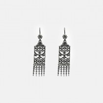 Silver embroidery earrings-lace
