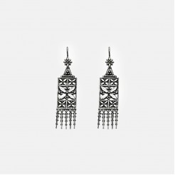 Silver embroidery earrings-lace