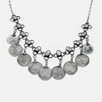 Silver necklace head Flowers with pendants