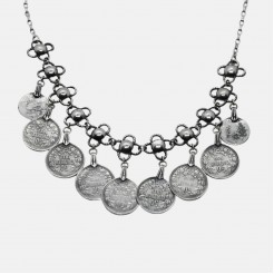 Silver necklace head Flowers with pendants