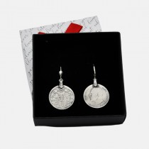 Silver earrings with large coins (1 lev)
