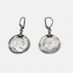 Silver earrings with large coins (1 lev)