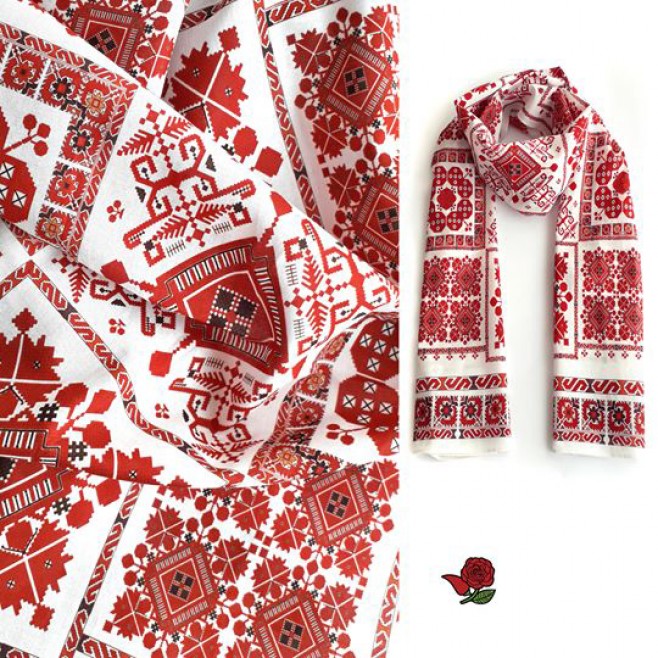 Silk Scarf with Embroidery Veska Original 160*45
