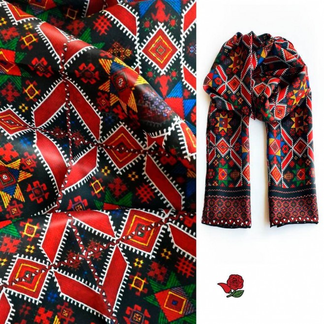 Silk Scarf with Embroidery Iskra 160*45