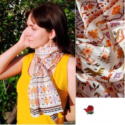 Silk Scarf with Embroidery Summer 160*45