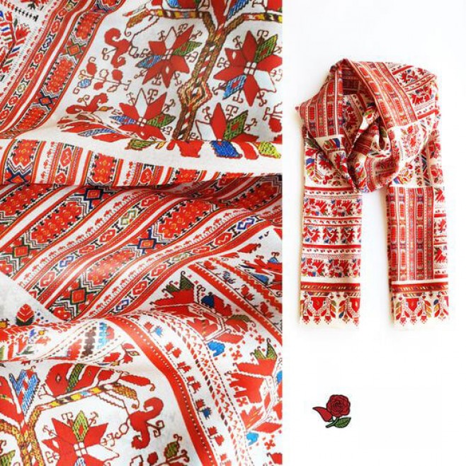 Silk Scarf with Embroidery Zhivka 160*45