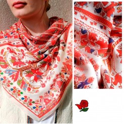 Silk Scarf with Embroidery Zhivka 90*90