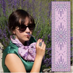 Silk Scarf Lavender and Embroidery Pink 160*45