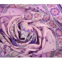 Chiffon Scarf Lavender and Embroidery - rose, 160/45