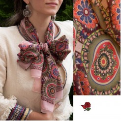 Chiffon Scarf with Troyan Pottery and Embroidery - green, 160/45