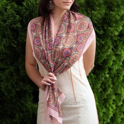 Chiffon Scarf with Troyan Pottery and Embroidery - green, 160/45