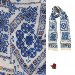 Scarf with Bulgarian Motives The Sea - thin wool