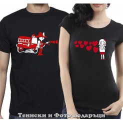 Set of T-shirts for couples in love Love is fire