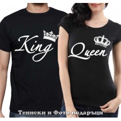 Комплект Тениски за двойки и влюбени "King and Queen"