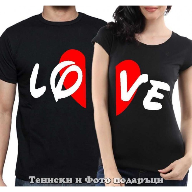 Set of T-shirts for couples in love "LO-VE"