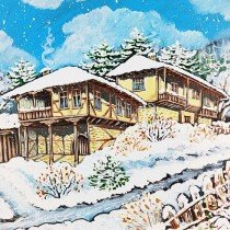 КАРТИНА "ЗИМА ВЪВ ВАРОША ЛОВЕЧ" АКРИЛ