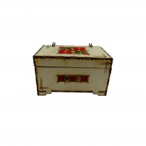 Дървена кутия за бижута с тапицерия, огледало и шевица