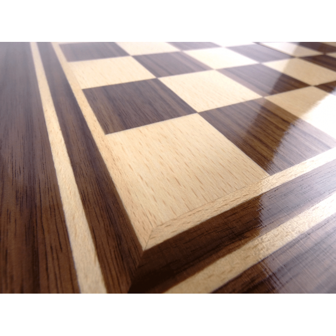 Chess and backgammon set 48 cm, natural veneer dark walnut and beech